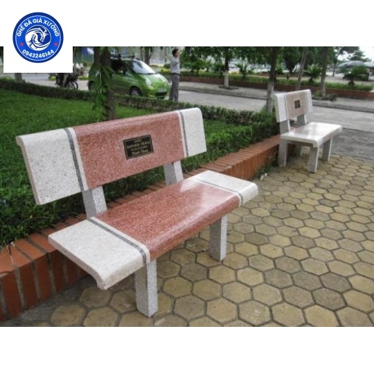 Ghế đá mài trắng - đỏ 