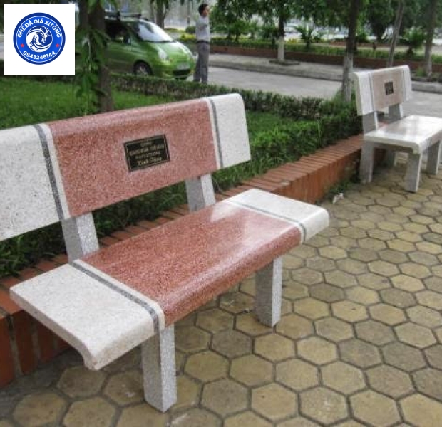 Ghế đá mài trắng - đỏ 